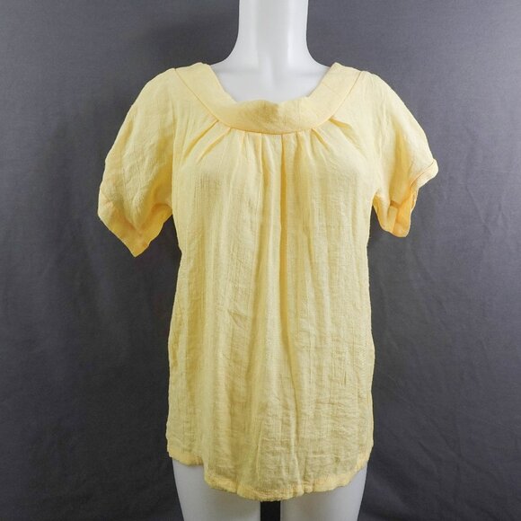 Women Top Small Yellow Flowy Romantic Coastal Cool Coquette Feminine Gauzy Sheer - Picture 1 of 12